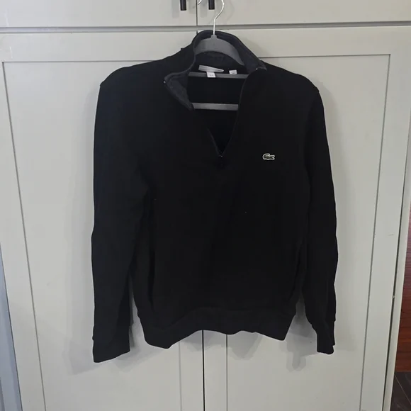 LACOSTE Black Quarter Zip Pullover Size M - Picture 1 of 5
